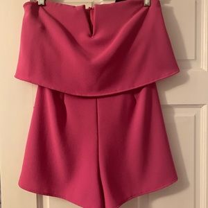 Pink strapless romper